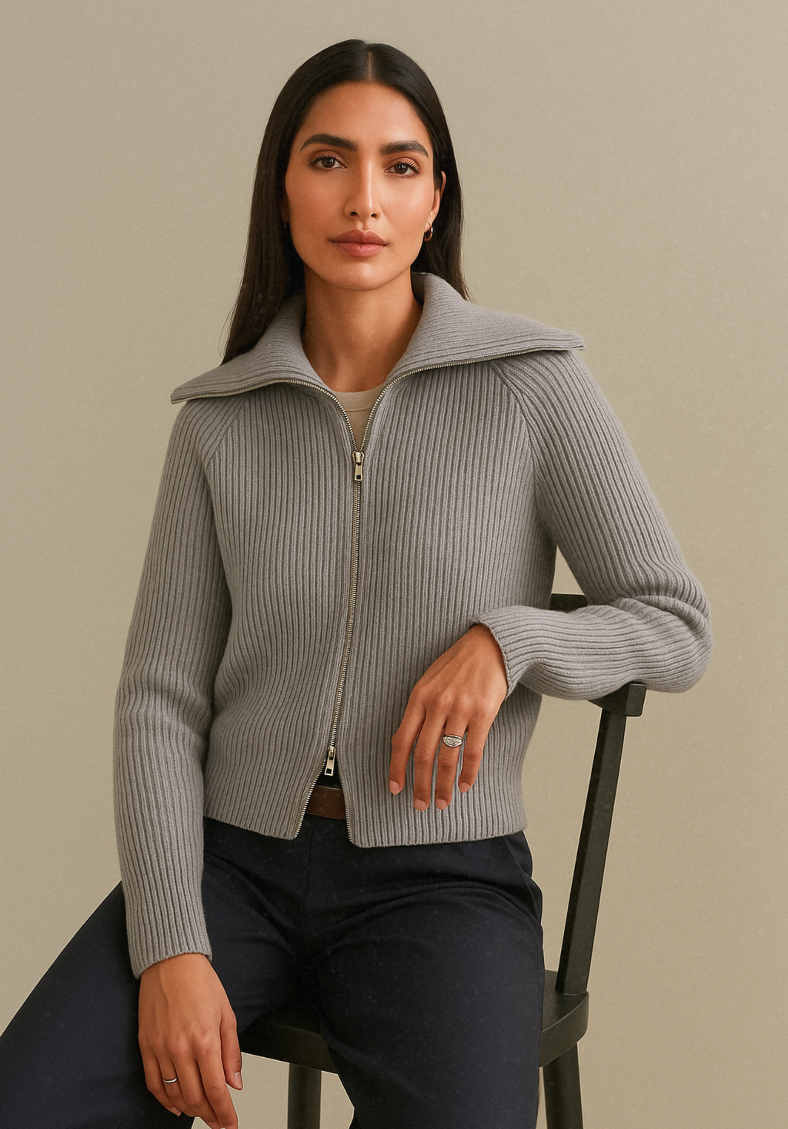 Wide Collar Knit Cardigan® – Emilia Luca